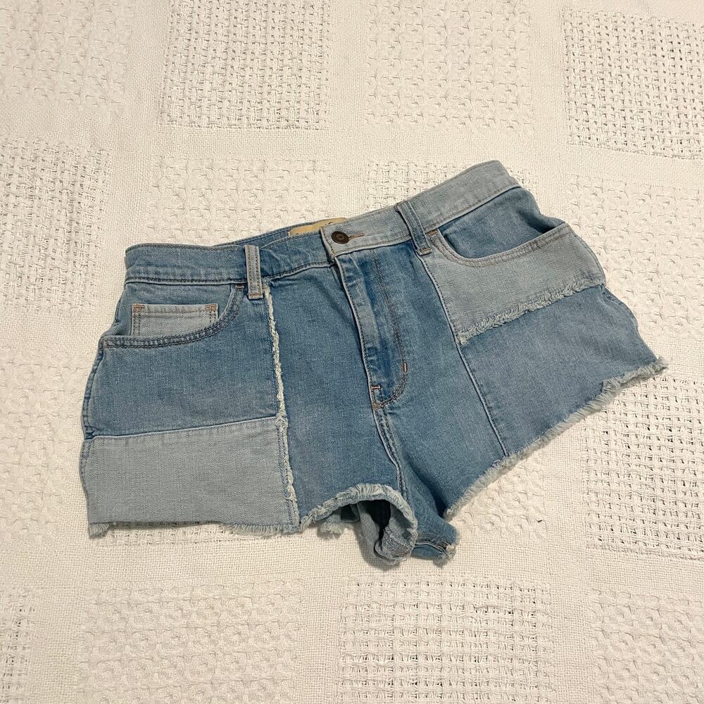 Hollister distressed patchwork vintage high rise jean short cut offs 29 SH2 8017 - Picture 10 of 14